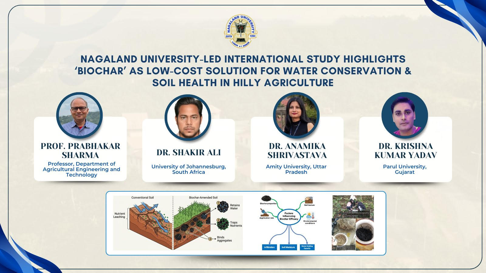 Nagaland Uni study highlights biochar for water conservation in hill farming