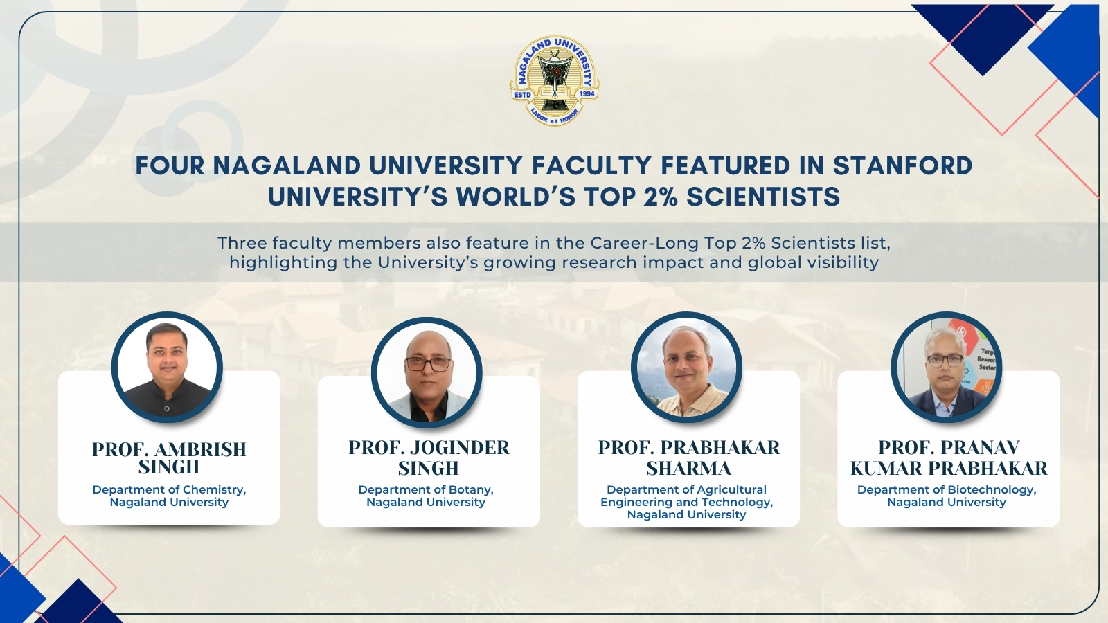 Nagaland University Faculty Named in World's Top 2% Scientists